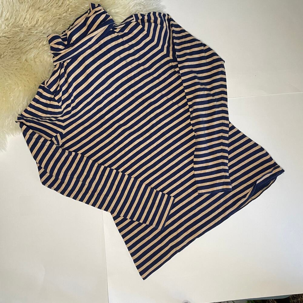 Lands' End Shaped Fit Stripped Long Sleeve Turtleneck
